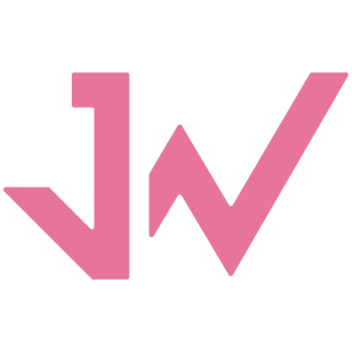 The letters 'J' and 'W' coloured with pink