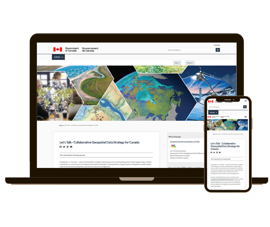 Let's Talk - Collaborative Geospatial Data Strategy for Canada Mockups